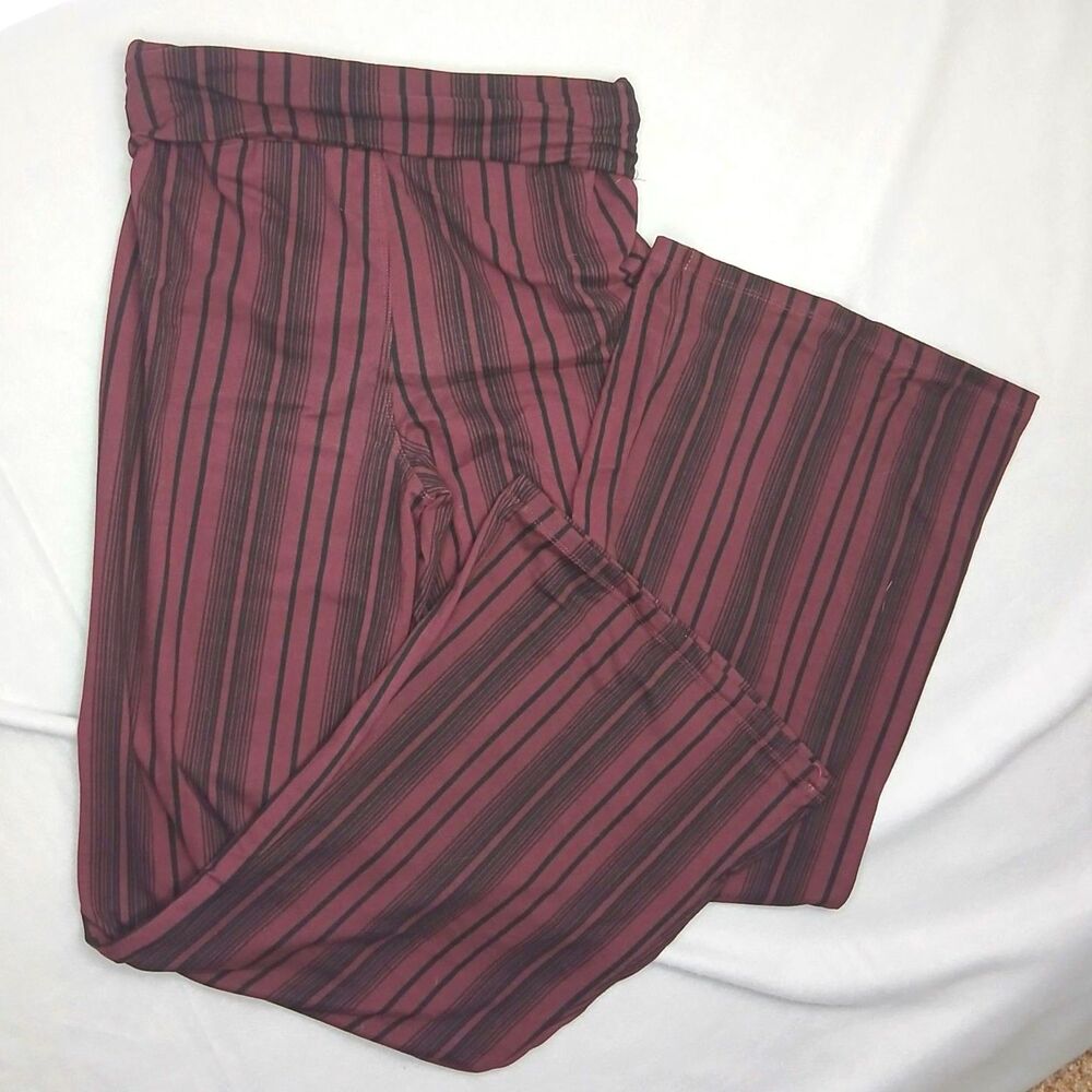 Hot Kiss Wide Leg Lounge Pants Striped High Rise Stretch Casual Womens Large
